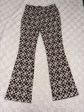 Women’s MOTEL Denim Flared Polka Dot & Daisy Print Jeans Cream Dark Brown Medium